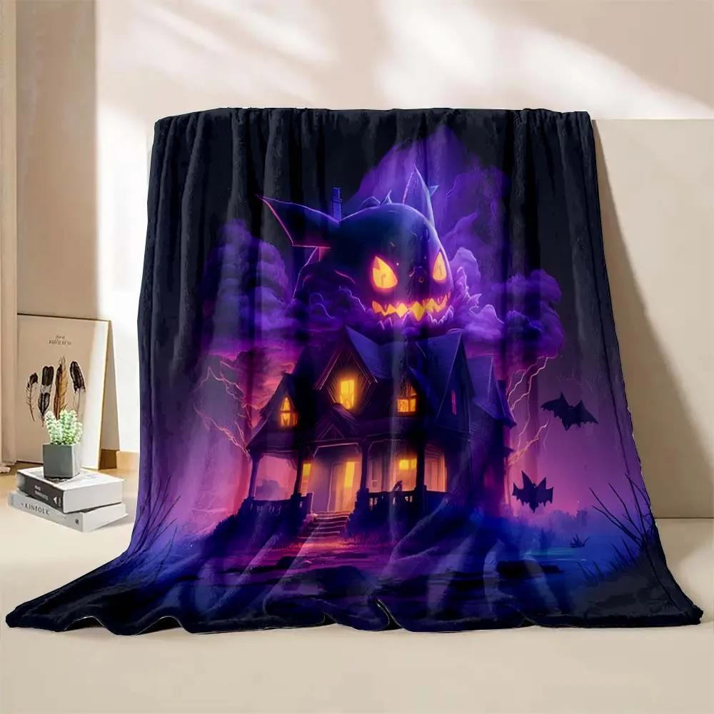 Halloween Gengar Printed Blanket Children Adult Blanket Soft and Warm Bedding for Bed Sofa Outdoor Travel Cover Blanket
