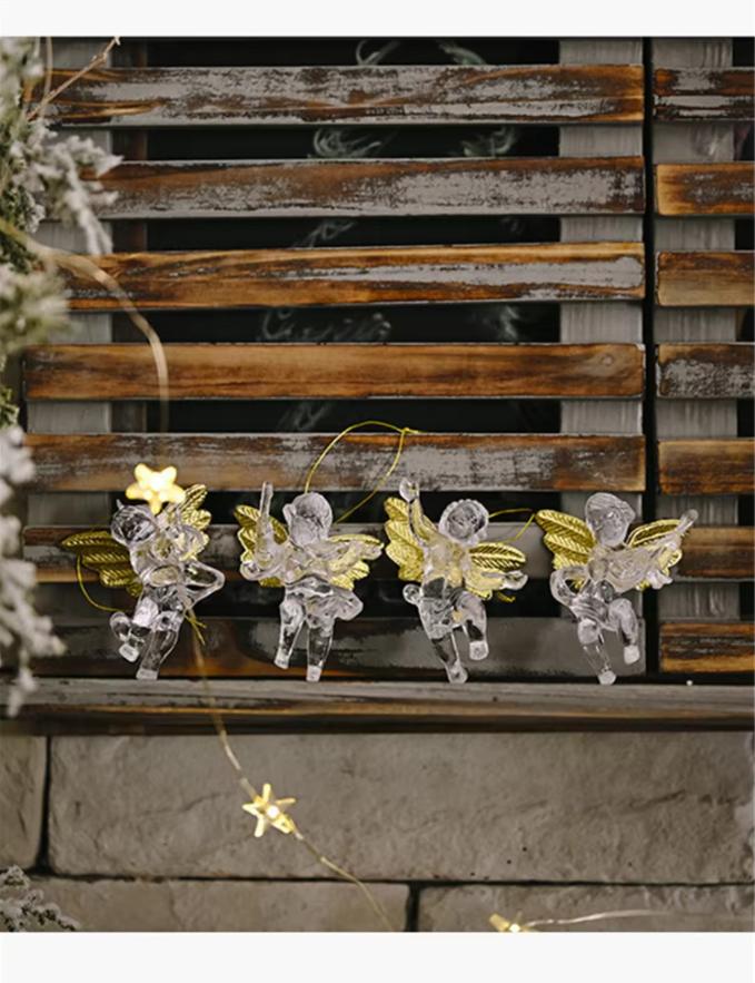 

4 Pieces Christmas Decoration Pendant Transparent Plastic Little Angel Pendant Creative Home Party Christmas Tree Pendant about 7x5cm