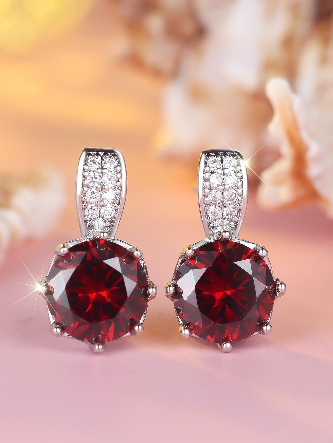 TEMU hot-selling eight-claw inlaid zircon flash diamond pendant earrings, exquisite and versatile earrings