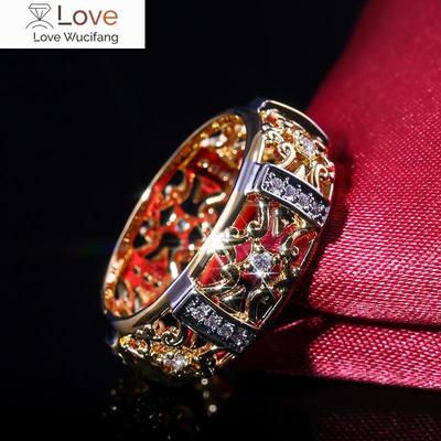 Trendy Hollow Out Style Ring for Women Totem Shape Tiny Zirconia Embellishment Wedding Anniversary Gift for Wife