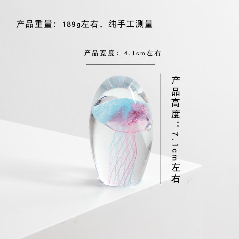 Hand‑made Colored Glaze Jellyfish Figurine Ocean Animal Paperweight Desktop Home Art Decor Ornament