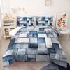 Blue Gray Checkered Comforter Set 3D Grid Bedding Sets 3PCS Ultra-Soft Lightweight Microfiber 1 Comforter With 2 Pillowcases