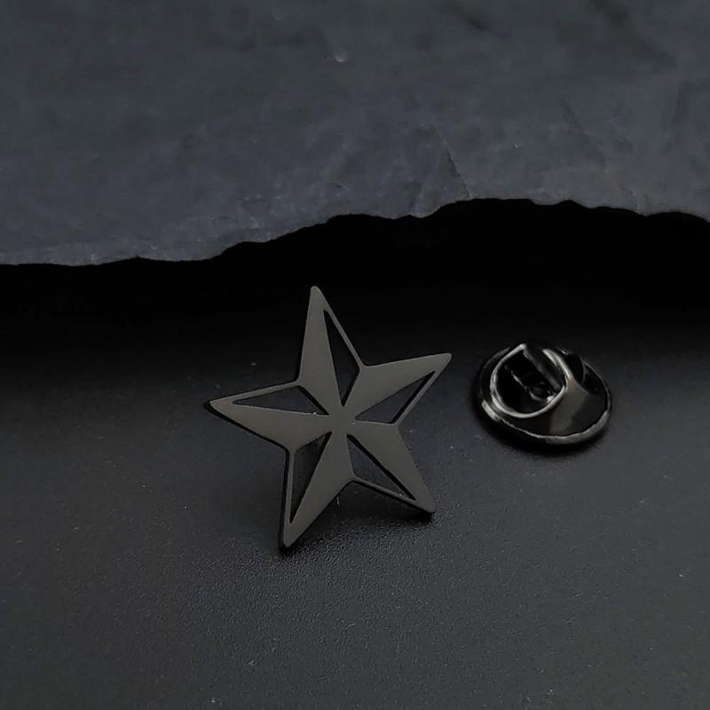 Hohlgeschnitzte Pentagramm Brosche Manschettenknöpfe 3D Dreidimensional Personalisierte Einfache Luxuriöse Unisex Accessoires
