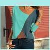 Elegante Damen-T-Shirts Langarm Rundhals Patchwork Pullover Slim Fit Damen Oberteile