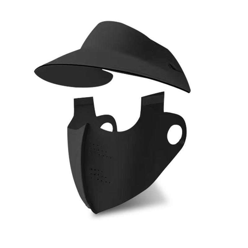Women Summer 2 Piece Sun Protection Sun Cap Face Mask Set UV Protection Full Face Breathable Sun Hat Cycling Mask чёрный