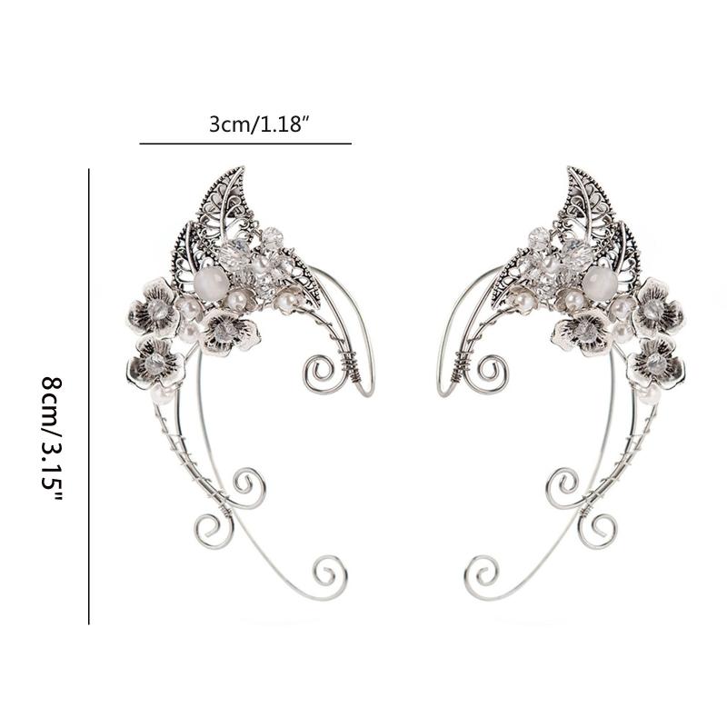 Gothic Elf Earcuffs Non Piercing Cartilage Climber Ear Wrapped Vintage Silver Stud Earrings Punk Hip Hop Earrings Gift