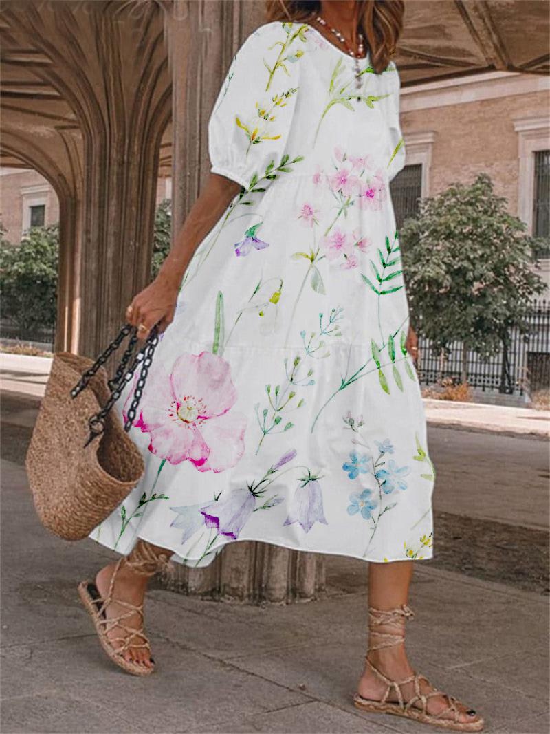 New Summer Models For Ebay Independent Station Fashion Medium-Sleeved Loose Women S Dress S