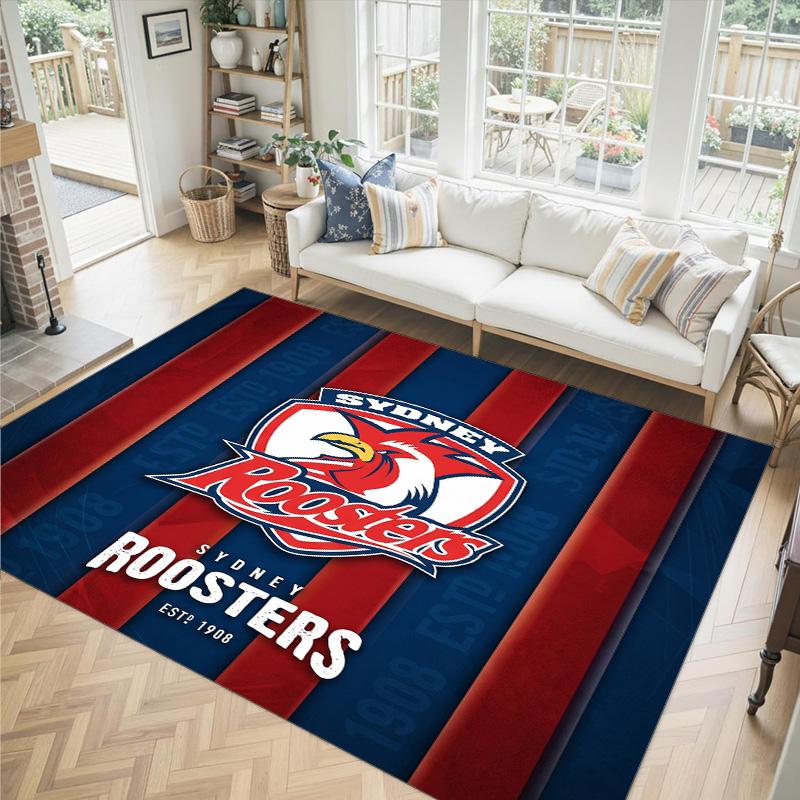Sydney Roosters Design Kristall Samt Teppich Gemütlich Kein?Rutschfester Teppich mit Aufdruck für Schlafzimmer Wohnzimmer Eingang