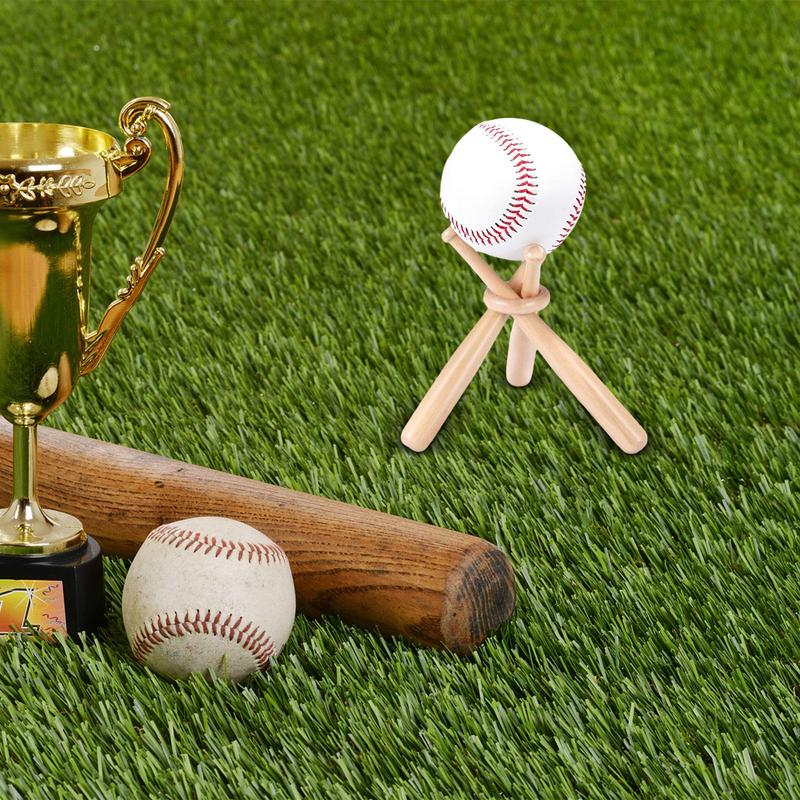 Wooden Baseball Holder DIY Triangle Base Softball Support Rustic Sports Ball Holder Stable Tabletop Decor For Softball Baseball