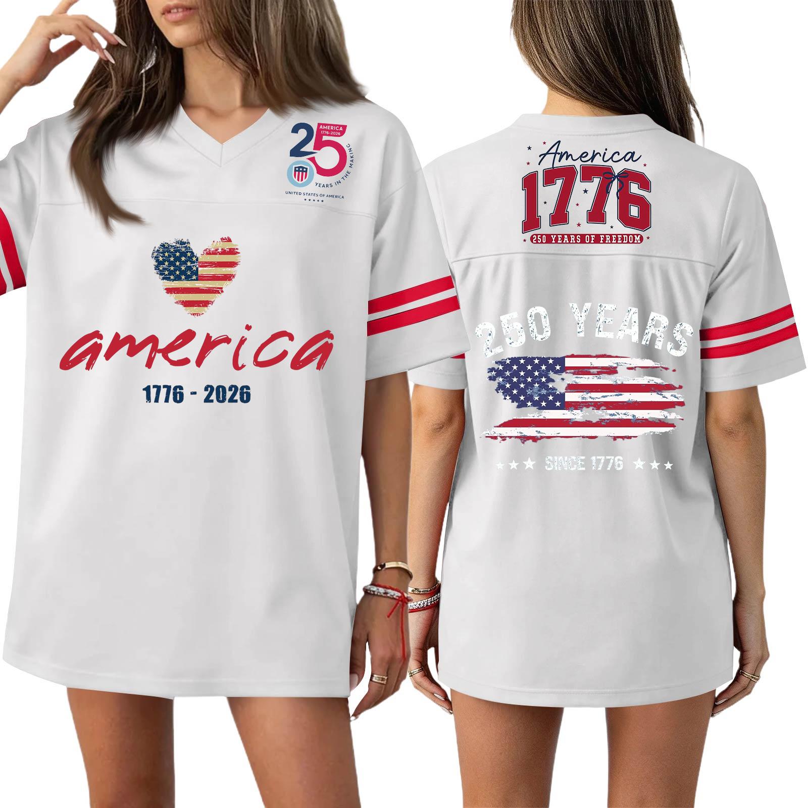 

Женская повседневная модная спортивная футболка с V-образным вырезом, принтом ко Дню независимости, коротким рукавом, топ M белый