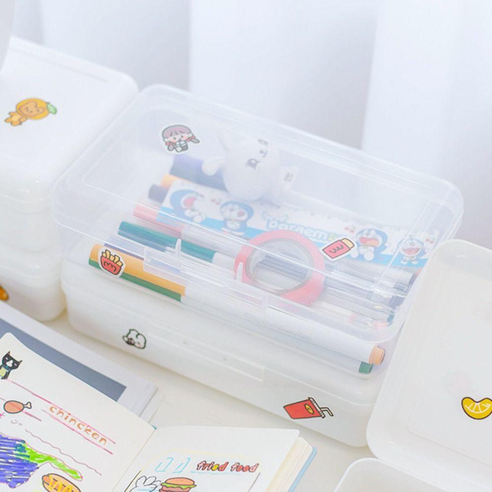 Snap-tight Lid Transparent Plastic Pencil Box Eco-friendly High Appearance School Supplies