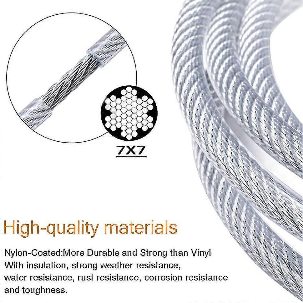 304 Stainless Steel Wire Rope Set, Rope Suspension Wire Rope, Tensioner With Wire Rope Pvc