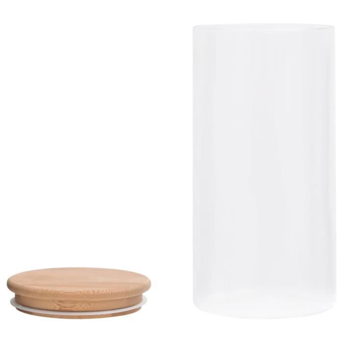VidaXL Pots de conservation en verre couvercle en bambou 4 pcs 1200 ml