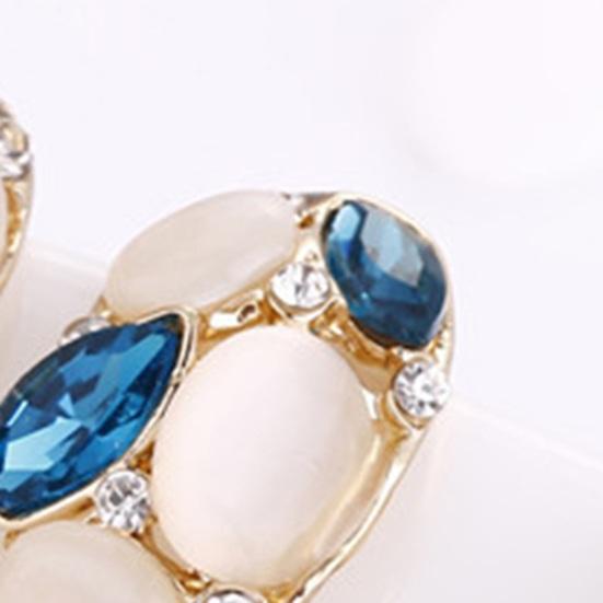 Ensemble de colliers et boucles d'oreilles ovales en fausse opale pour femmes, ensemble de luxe, pendentif, clous d'oreilles, strass brillants, décor élégant, 2 pièces/ensemble