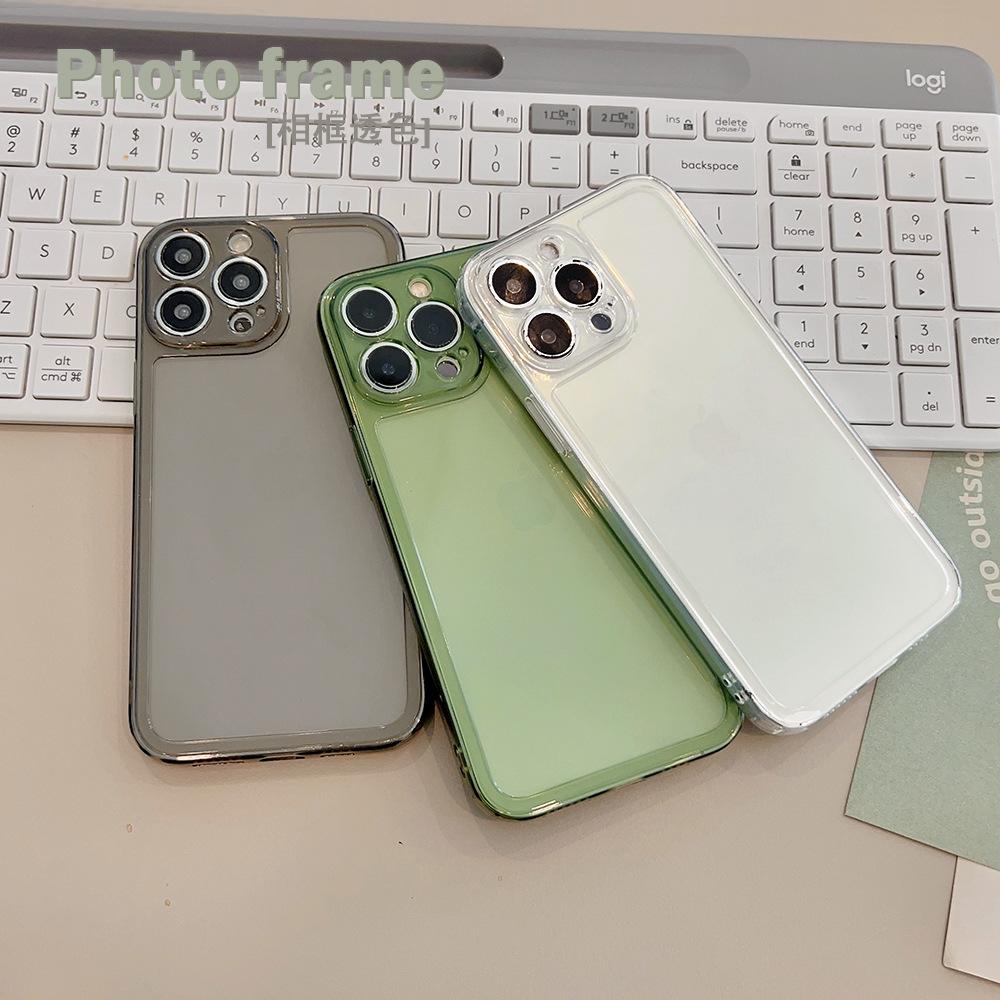 Photo Frame Solid Color Transparent Suitable for 14promax Mobile Phone Case Apple IPhone 16 Full Coverage 12 Suitable for 13 Silicone 15