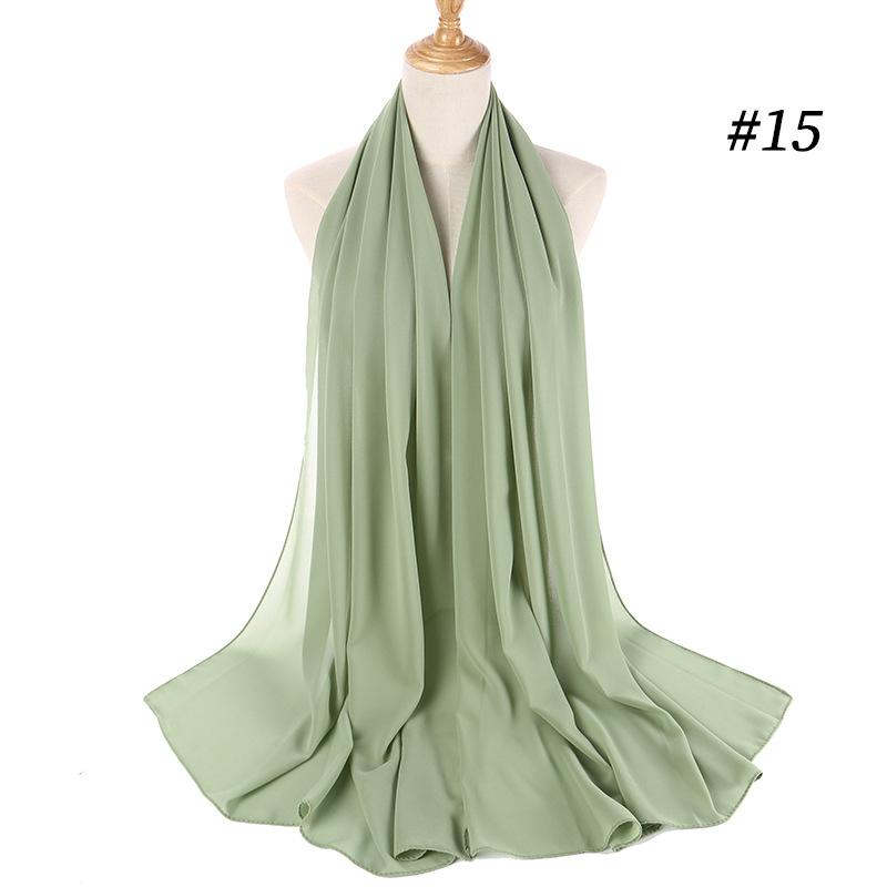 Muslim Plain Bubble Chiffon Hijab Scarf Women Scarves Long Shawls And Wraps Head Scarf Solid Color Soft Silk Feeling Headband