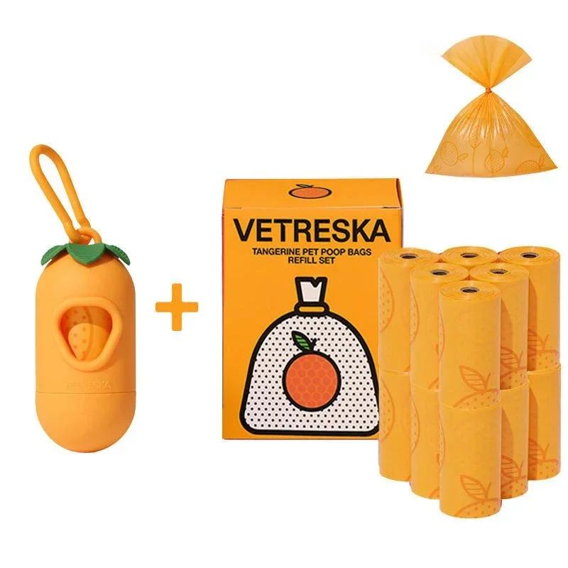 Orange Capsule Toilet Outdoor Thick Cleaning Portable Feces Bag Cute Pet with Fragrance Cleaning Supplies Hanging Buckle Pet Supplies Garbage Bag