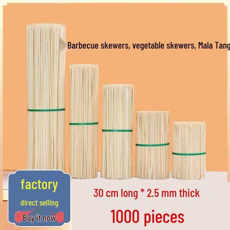 Disposable Bamboo BBQ Skewers for Sausages, Lamb, Bóbó Jī, Fried Skewers, and Tanghulu