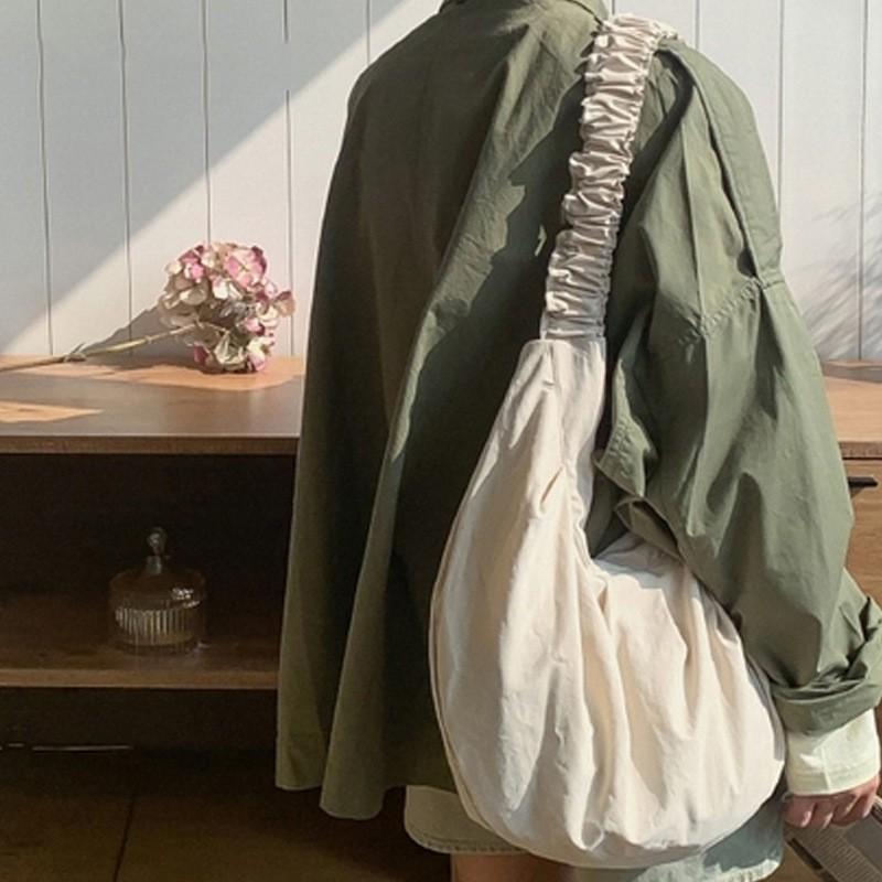 High-quality Bargain Price New Pastoral Style Pleated Lace Shoulder Strap Canvas Large Capacity Women's Single Bag Tote
