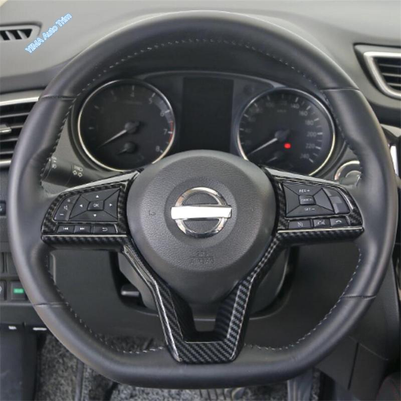 Auto Steering Wheel Button Sticker Cover Trim ABS For Nissan Rogue T32 / X-Trail 2017 -  Red / Carbon Fiber Look Accessories