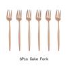 6Pcs/Set Gold Fork Set Tea Cake Snack Fork Dinnerware Cutlery Mirror Polished Stainless Steel Tableware Dessert Fruit Fork Silverware Set