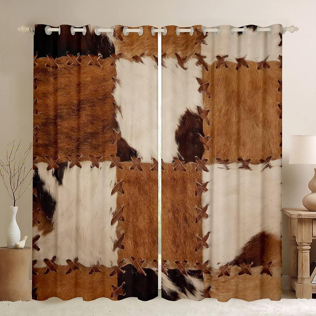 Závěsy na okna Patchwork Závěsy z kravské kožešiny Závěsy do obývacího pokoje Kuchyň Ložnice Moderní úpravy oken Závěsy Žaluzie