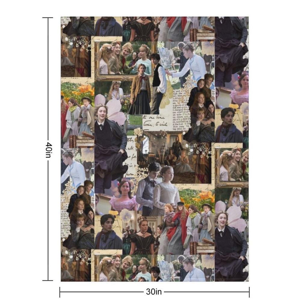 Little Women Collage Throw Blanket Moving Bed linens sofa bed blankets and throws Blankets