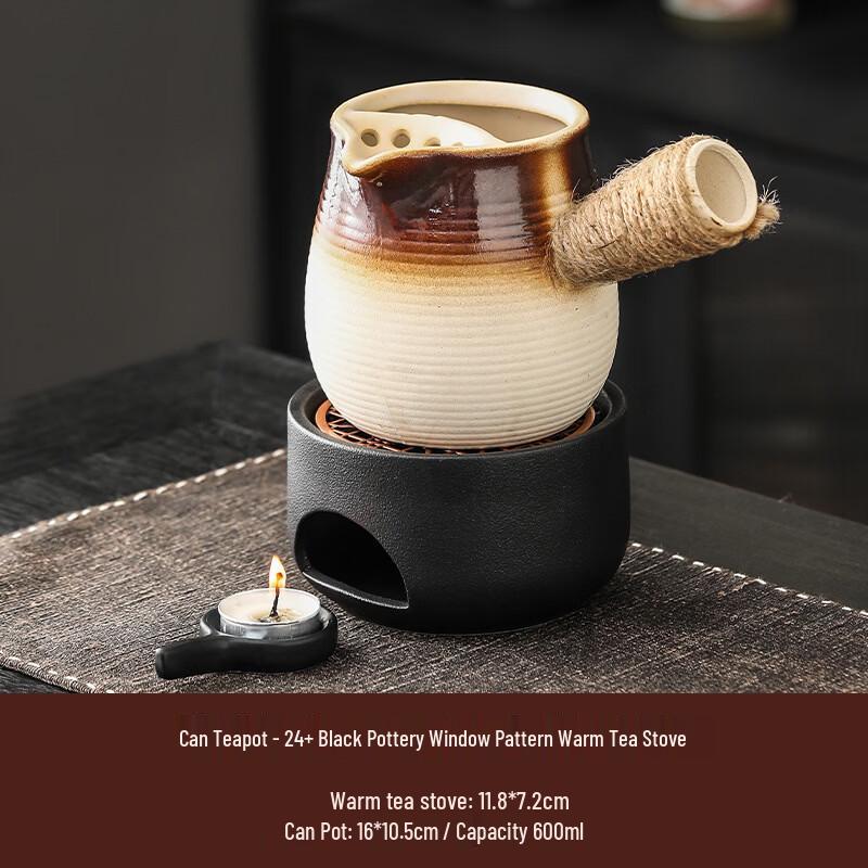 Black Pottery Tea Warmer Set