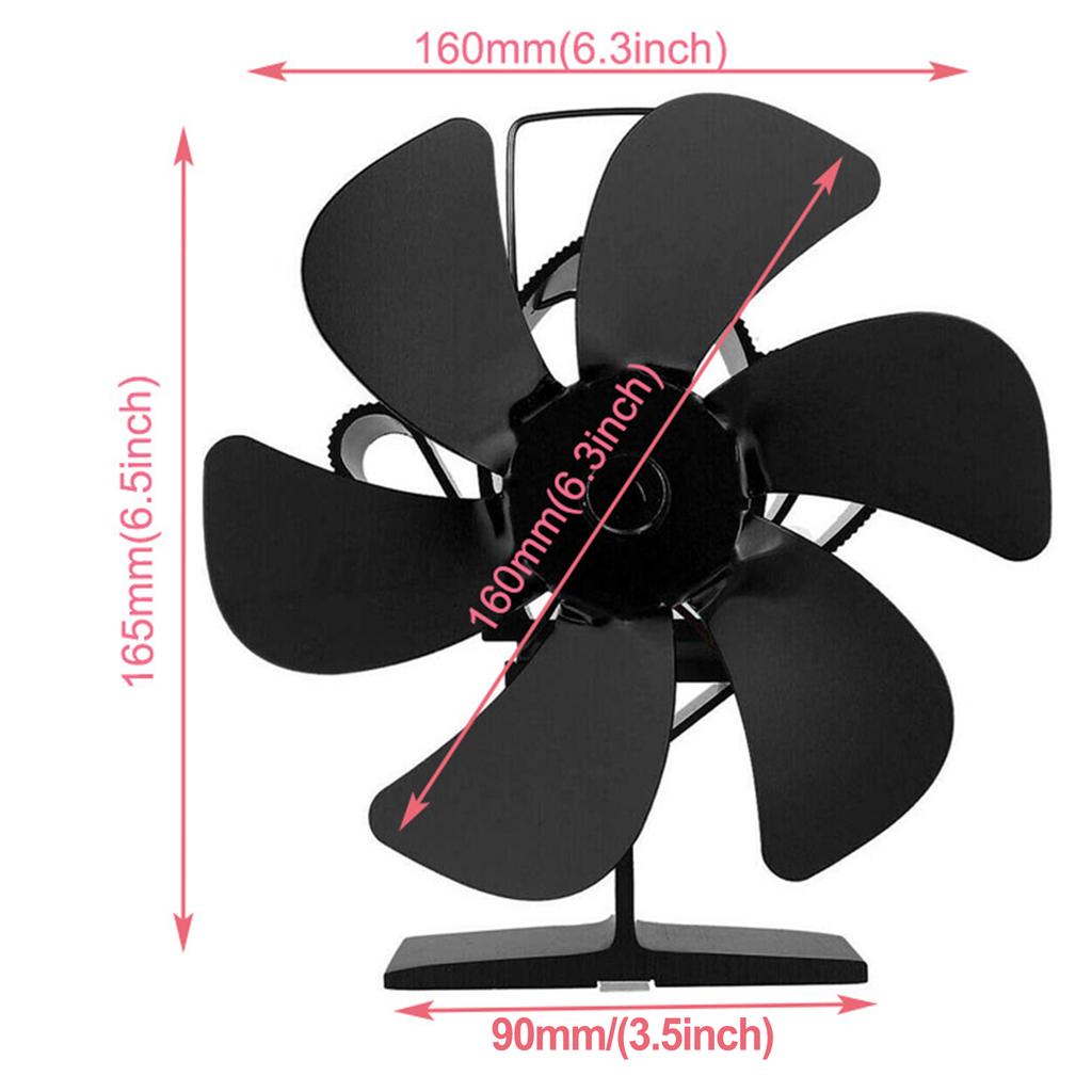 Fireplace Fan Stove Fan 6 Blades Heat Powered Quiet Fan Powerless Fan for Improved Heat Distribution and Overheat Protection
