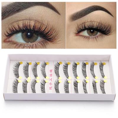 10 Paar Lange Dicke Schwarze Falsche Wimpern Fake Lash Make-up Werkzeug