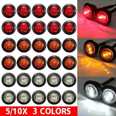 אור צד למשאית LED בהירות גבוהה לרכב אופנוע סמן עגול מנורת אזהרה נהיגה בטוחה אדום לבן ענבר