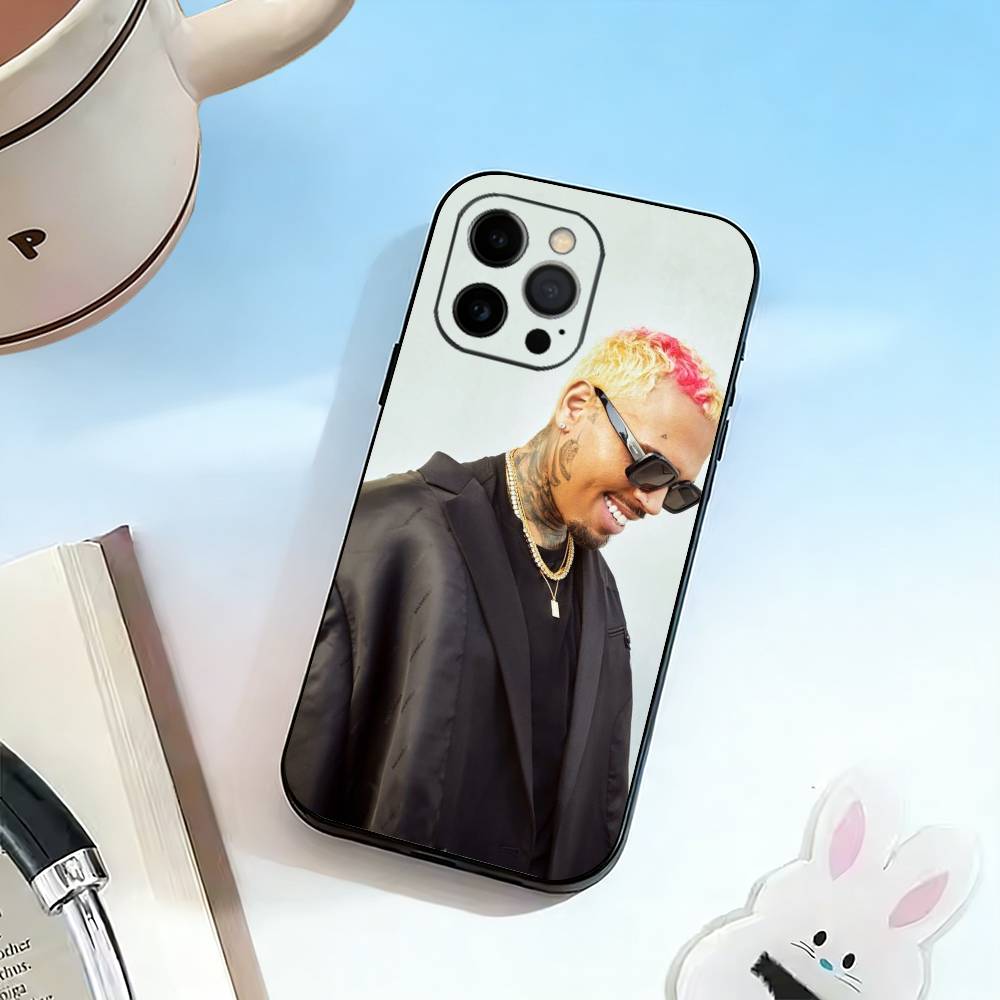 C-B-Chris Brown-singer  Phone Case For iPhone 17,16,15,14,13,12,11 Plus,Pro Max,XS,Soft Silicone Black Cover