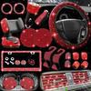 Car Accessories Set 27/4Piece Women Bling Universal Fit Polyester Steering Cover Shiny License Frame Phone Holder Coasters Tools