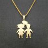 Hip Hop Iced Out Cartoon Boys and Girls Pendant Gold Color Stainless Steel Lovers Couple Necklaces For Women Men Jewelry Gift