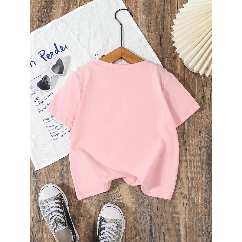 European sizes  Girls' Casual Cotton T-Shirt with Cartoon Cow Print Top