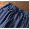 Summer Simple Style Men's Pants Beach Breathable Ramie Cotton Men Trousers Daily Casual Baggy Long Pants Solid Color Drawstring Elastic Waist