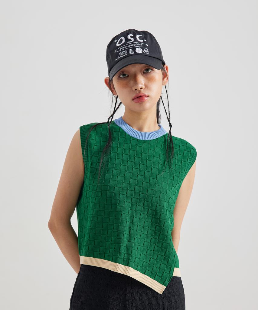 OWURA Logo Asymmetrical Cool Knit Vest_Green