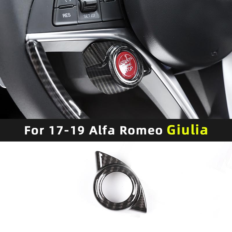 Pour 17-19 Alfa Romeo Giulia/Stelvio volant cadre en V Boîte de démarrage une touche Autocollant de décoration bouton de volant ABS