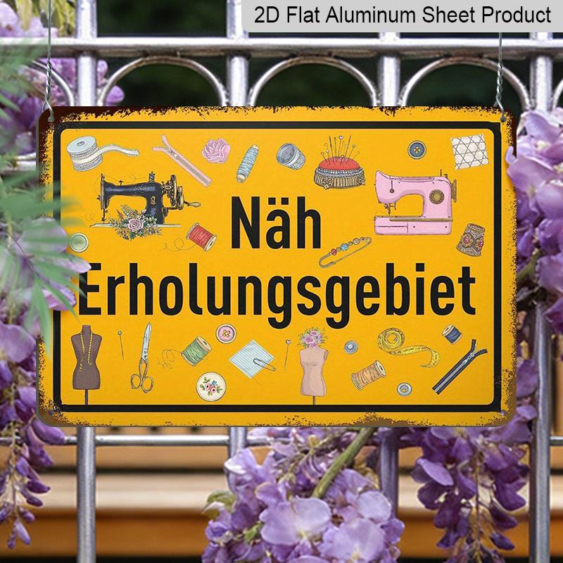 2D Flat 1pc Aluminium Metal Sign Plaque, German "Erholungsgebiet Für Nähere", 8*12inch, Ideal for Home Decor, Clubs, and Outdoor Decoration - Durable