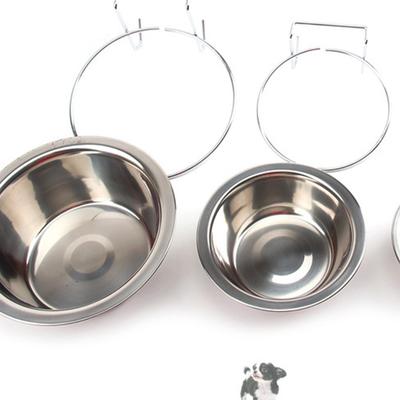 2Pcs Hanging Pet Bowl Stainless Steel Easy Clean Food Water Feeder Cage Mounted Puppy Cat Dog Supplies Size M 13Cm