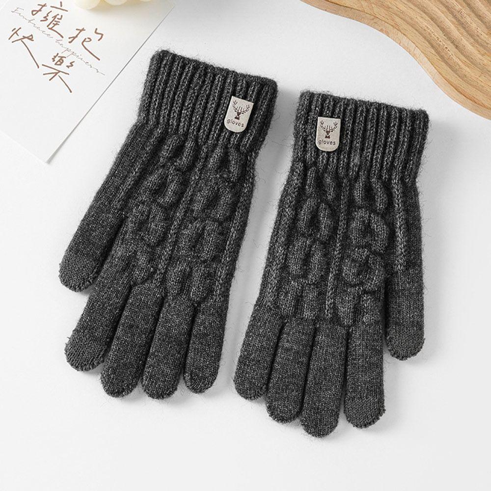 Thickened Touch Screen Gloves Windproof Wool Gloves Fashion Winter Knitted Gloves for Men Women