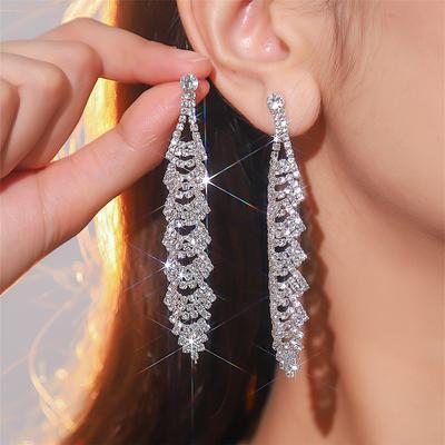 Europeu e americano orelha jóias luz luxo estilo cheio de diamantes brincos longos temperamento moda feminina brincos de diamante brilhantes