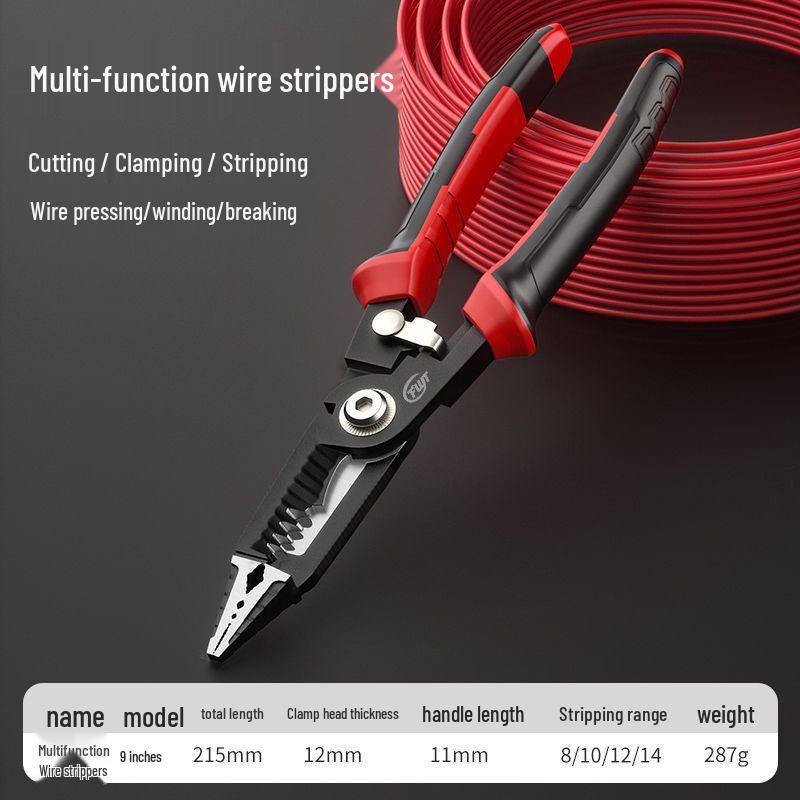 

9-Inch German Multifunctional Needle-Nose Pliers with Wire Strippers, Industrial Grade for Household Use