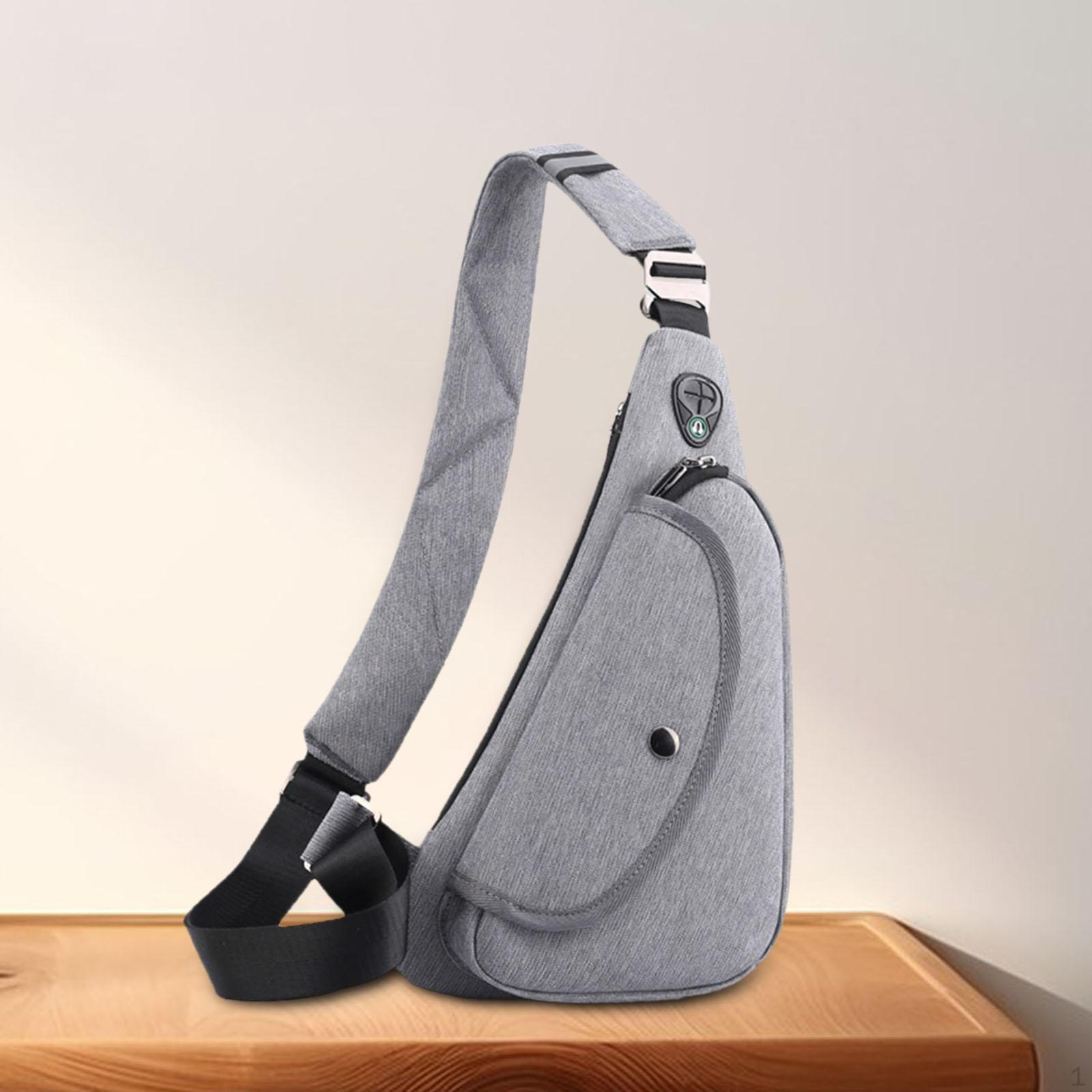 

Men Chest Bag Sling Large Capacity Tote Handbag Purse Shoulder Backpack for Running Climbing сірий