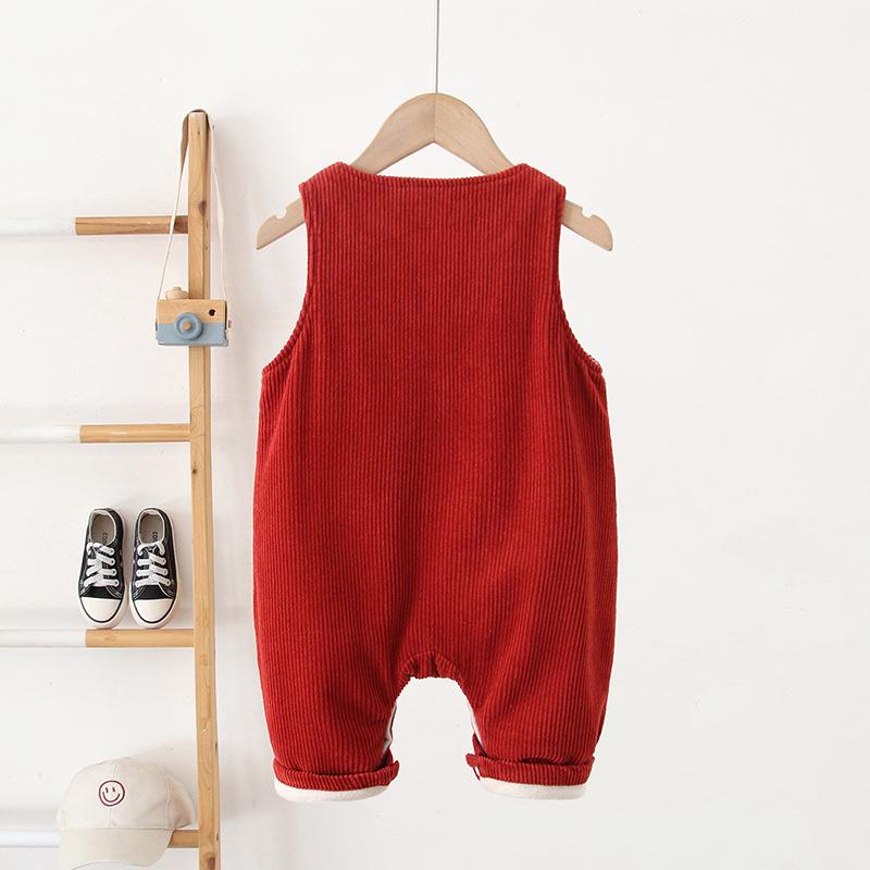 2025 Winter Korean Style Baby Overalls: Dark Snap, Fleece-Lined, Ages 0-3