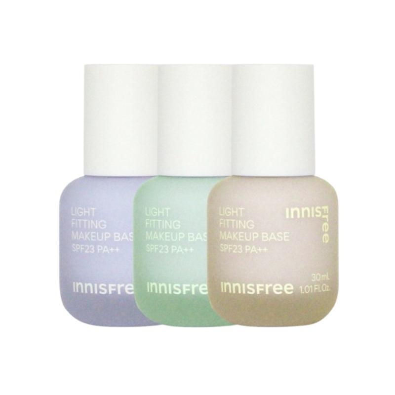 Innisfree Light Fitting Makeup Base 30ml | Color Correcting Primer for Smooth & Radiant Skin [Purple / Green / Peach]