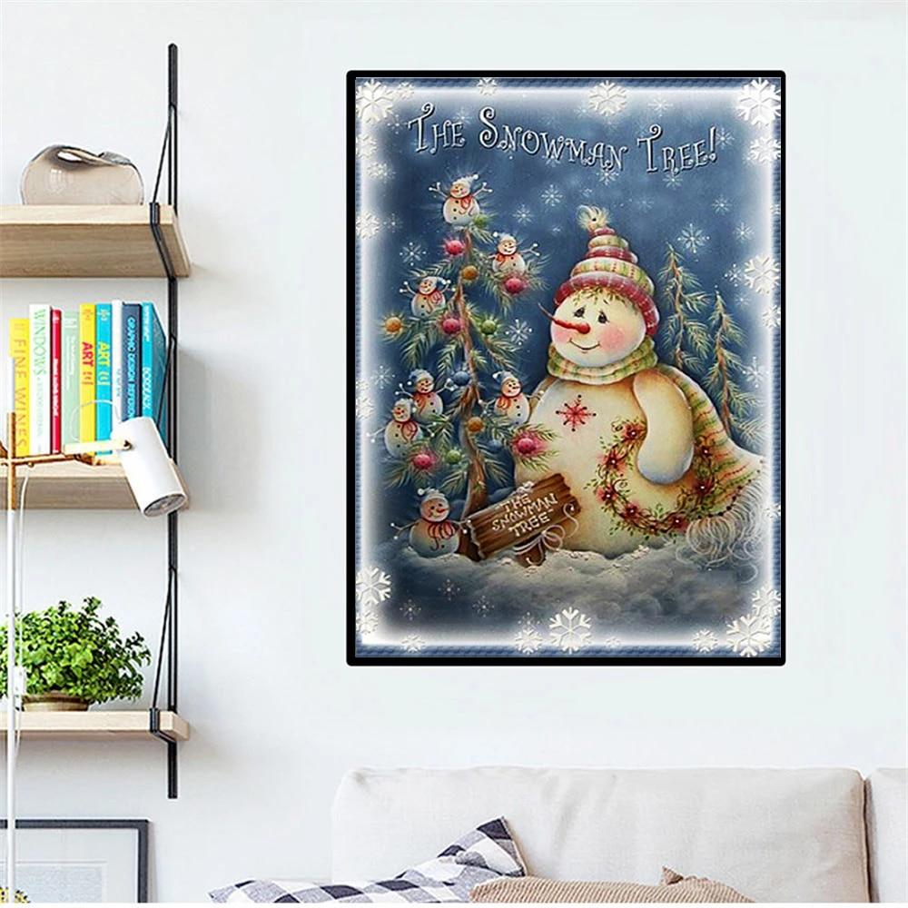 Diamond Painting Christmas Snowman Full Drill Square Cross Stitch Handicraft Diamond Embroidery Landscape Handmade Gift