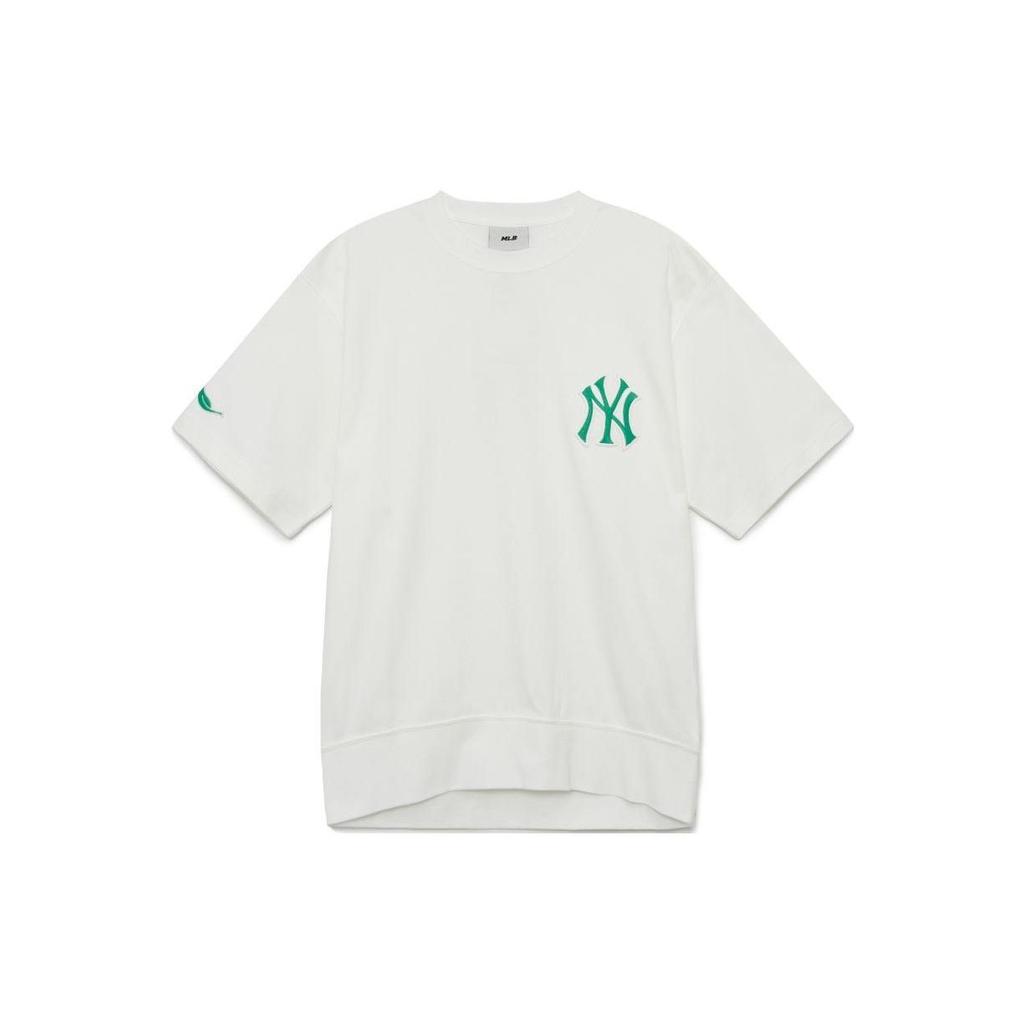 MLB New York Yankees Micro Logo Solid Color Crew Neck Short Sleeve T-Shirt Unisex T-Shirts White 3ATSD0133-50IVS