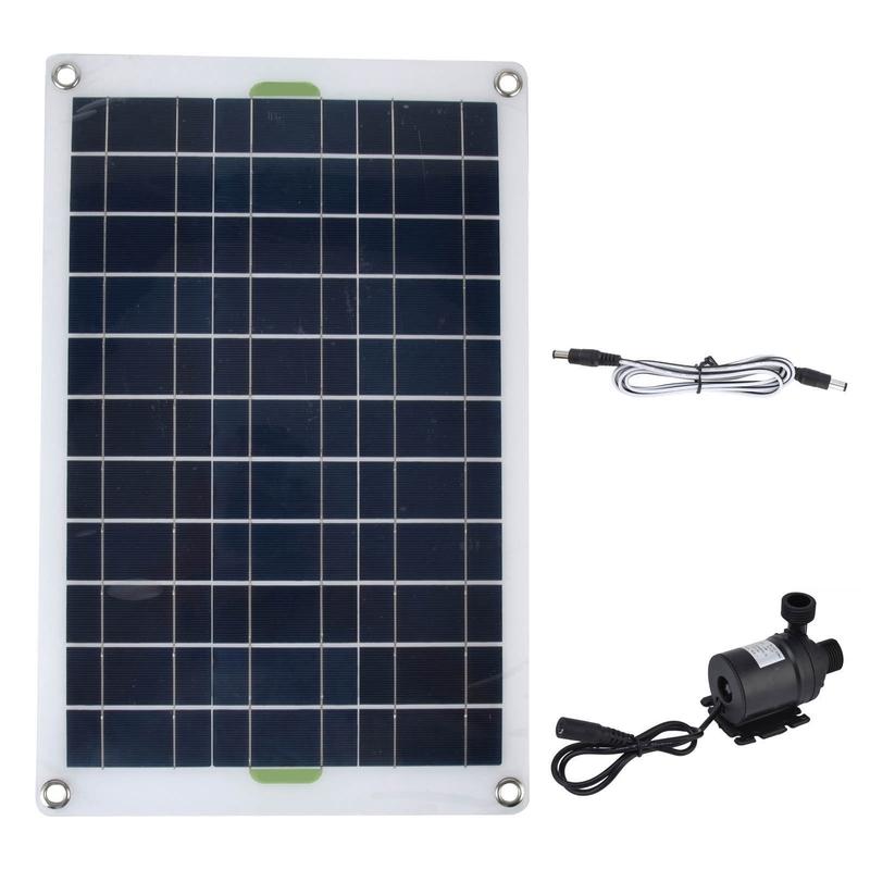 Solar Water Pump Kit Panel 800L/h 12V Low Noise DC Eco Friendly Sturdy Silicone Plastic Solar Pond Pump for Garden