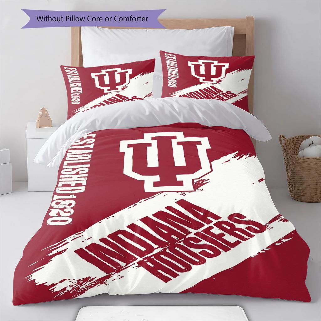 Indiana Hoosiers Pattern Bedding Set Quilt Cover Pillowcase Home Decor Gift (1 * duvet cover + 2 * pillowcase, without core)
